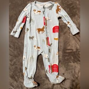 Angel Dear Blue Farmyard Print Kids Footie